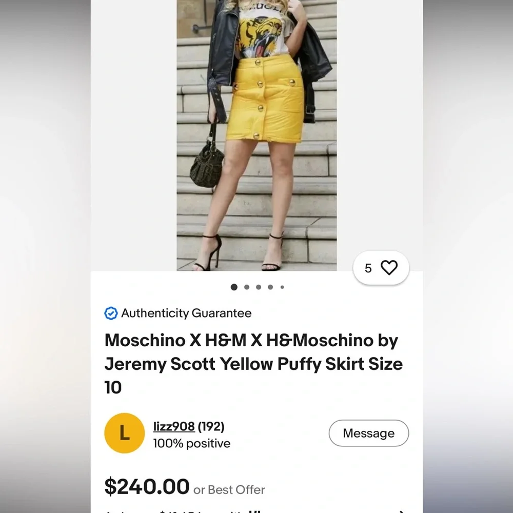 Moschino & H&M Collab Yellow Puffer Mini Skirt with Gold Accents - Picture 11 of 15